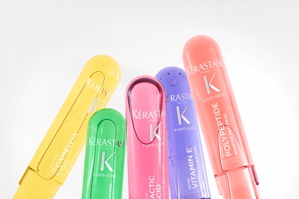 Montagem de várias vitaminas para o cabelo da Kerastase